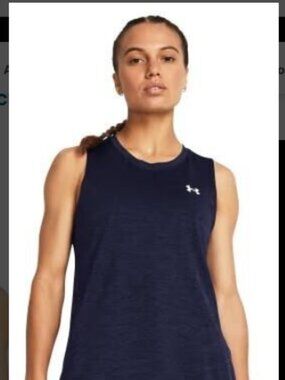 Under Armour Womens Tech Tank Twist Tank Top- Navy L
